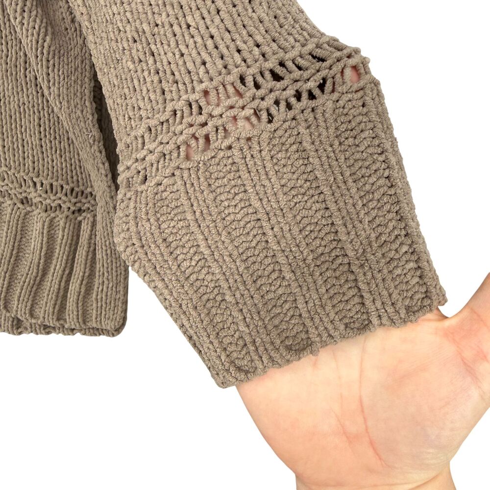 Aerie Oversized Turtleneck Sweater XS Taupe Chenille Knit Cozy Soft Slouchy Boho - Picture 4 of 12